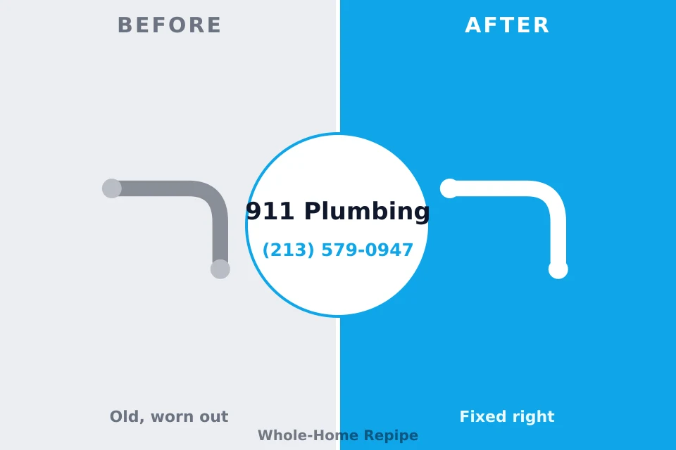 Before and after: plumbing repair Rossville, KS